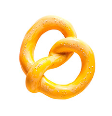 Wall Mural - Yellow 3D pretzel isolated on white background. Hyper-realistic photo, high quality.