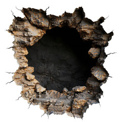 Wall Mural - Scary hole on transparent background Generative Ai