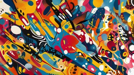 Poster - An explosion of colors and funky patterns bringing to life the energetic and lively spirit of the acid jazz and funk genres.