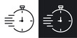 © Ghori - Time fast icon set. rapid speed delivery vector symbol. quick short time clock sign. faster or instant delivery icon in black filled and outlined style.