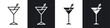 © Ghori - Cocktail icon set. drink glasses vector symbol. club or restaurant coctail glass sign in black filled and outlined style.