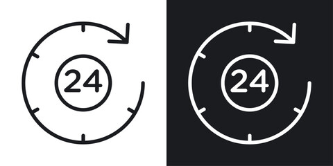 Canvas Print - 24 hrs icon set. 24h service vector symbol. open twenty four hours sign. same day delivery icon in black filled and outlined style.