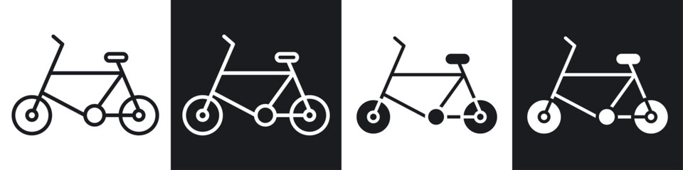 Wall Mural - Biking mountain icon set. mountain bycicle vector symbol in black filled and outlined style.
