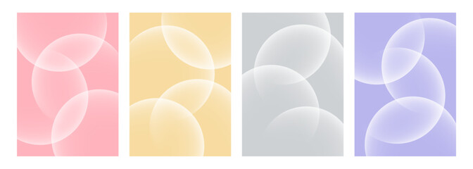 Wall Mural - Set of white color gradient bubbles. Futuristic abstract backgrounds with light white colored round shapes for creative graphic design. Vector illustration.