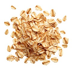 Detailed single oat flakes closeup isolated on white background Generative Ai
