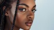 © mongkonchai - Black woman with beautiful face and fresh, smooth skin Model with beautiful, cute hair and natural makeup. realistic hyper realistic bright lighting white