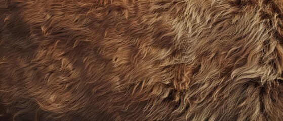 panoramic close-up, high detail scan of bison fur material, generative ai