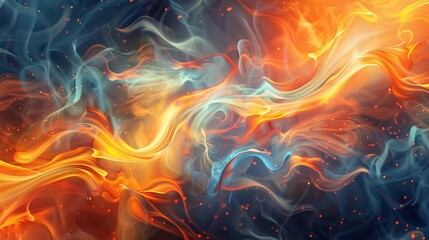 Wall Mural - Abstract fire flames with swirling patterns and glowing embers