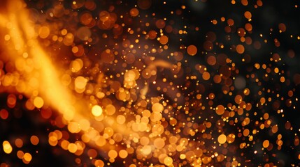 Poster - Close-up of fiery flames with sparks flying in the air