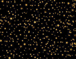 Wall Mural - Golden stars on black background