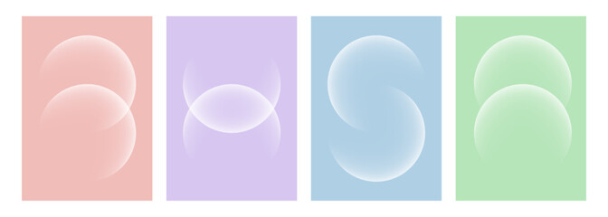 Wall Mural - Set of white color gradient round shapes. Futuristic abstract backgrounds with light soft colored spheres for creative graphic design. Vector illustration.