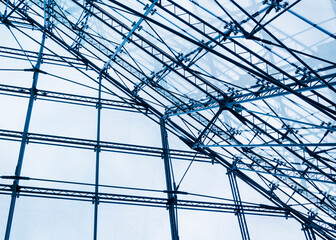 Architecture details Glass roof frame Steel structure modern building Abstract background 