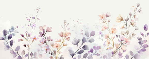 Sticker - Delicate watercolor style illustration of wildflowers in pastel shades on a white background.
