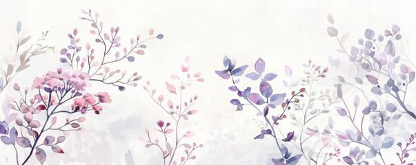 Sticker - Delicate watercolor style illustration of wildflowers in pastel shades on a white background.
