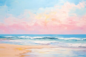 Wall Mural - Beach and sky painting backgrounds landscape.