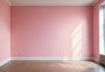 Canvas Print - Empty light pink wall room