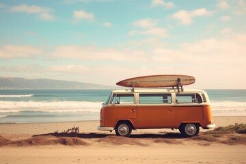 Wall Mural - Surfboard van outdoors vehicle.