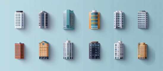 Wall Mural - Collection of Minimalist Building Illustrations