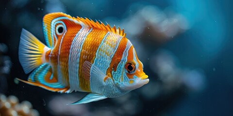 Wall Mural - Close-up of a Strikingly Colored Fish in an Aquarium