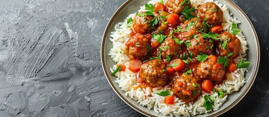 Wall Mural - Meatballs with Tomato Sauce and Rice