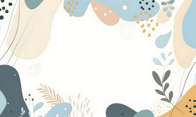 Wall Mural - a cute pastel color frame with simple shapes and lines, simple flat illustration, Generative AI