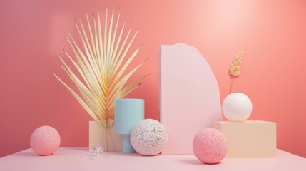 Wall Mural - Modern minimalist still life with pastel colors