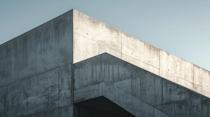 Wall Mural - A large concrete building with a slanted roof