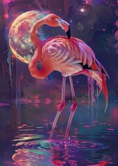 The flamingo , fantastic, phantasmal iridescence.