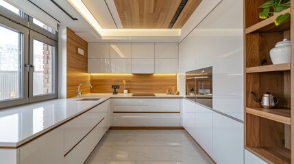 modern kitchen interior with table