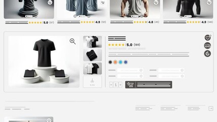online marketplace application and website animation. e-commerce and shopping for clothes products. 