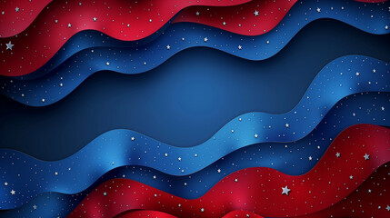 Wall Mural - Independance day abstract background with stars and waves 
