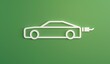 © Randall - A simple lineal symbol to represent a plug in electric or hybrid car, set on green soft gradient