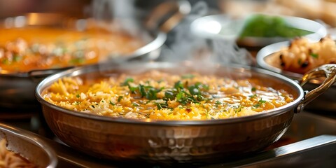 Canvas Print - Freshly cooked Maklouba just turned over in the pot. Concept Middle Eastern Cuisine, Traditional Cooking, Maklouba Recipe, Culinary Delight, One-Pot Dish