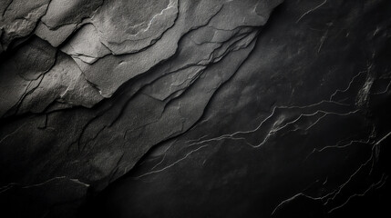 Wall Mural - Closeup background of dark black slate with visible details and textures, capturing intricate patterns in the rock surface.