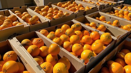 Poster - Lots of oranges in cardboard boxes