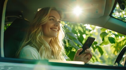 Wall Mural - The woman in the car