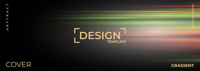 Poster - Black modern wide abstract technology background with red and green glowing high-speed and movement light effect. Vector illustration