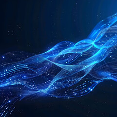 Poster - Abstract blue technology background with dynamic digital waves. This design conveys a sense of connectivity and data flow, ideal for themes related to technology