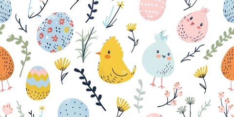 Sticker - Pastel Spring Pattern with Easter Elements