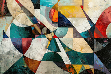 Canvas Print - horizontal image of a colourful illustration background with abstract shapes and lines