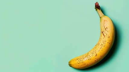 Wall Mural - Ripe banana on green background