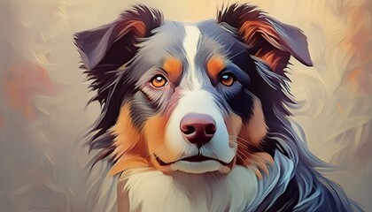 Canvas Print - Close-up of a beautifull australian shepherd 