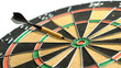 © mizan - Dart arrow hitting the target center of the dartboard. isolated on a transparent background