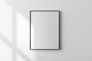 Minimalist blank frame on a white wall with soft shadows