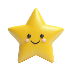 cute smiling yellow star 3d render illustration, great for icons, kids designs, and positive concept