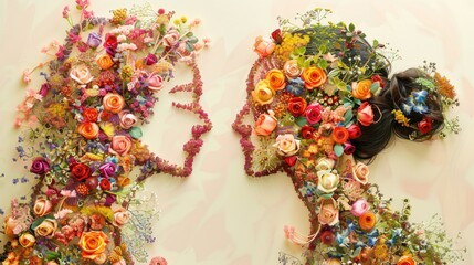 Wall Mural - Representation of a couple in floral art