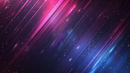 abstract background with diagonal pink and blue light streaks and sparkles on dark background. futur