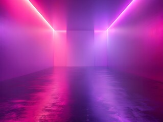 Wall Mural - Neon Pink and Purple Gradient Empty Background for Beauty Product Showcase