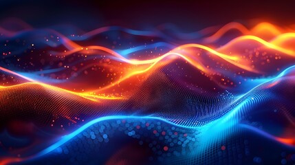 Wall Mural - Vibrant Neon Abstract Waves for Tech Gadget Displays and Product Concepts with Copy Space