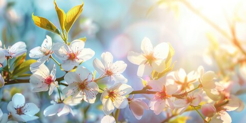 Poster - Spring Blossom Branch in Sunlight